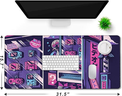 Japanese Comic Desk Mat Large Office Desk Pad, Gaming Mouse Pad, Big Mousepad PC Waterproof and Non-Slip, 31.5 x 15.7 Inches Large Mouse Mat Long Extended Mousepads for Office & Home Work