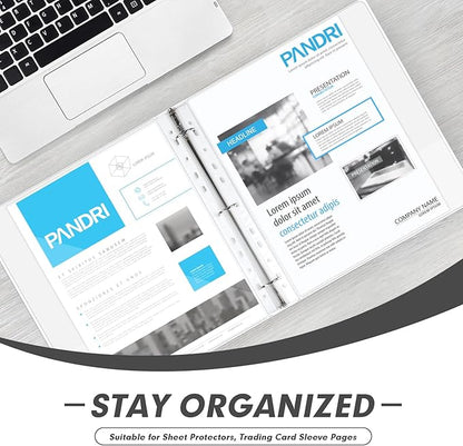 3 Ring Binder 0.5 Inch, PANDRI 12 Pack 0.5-Inch Binder Fits Letter Size 8.5'' x 11'' Paper, Versatile Binders for Office Home School, 2 Pockets, White