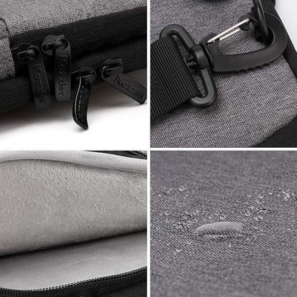 iCozzier 13-13.3 Inch Handle Laptop Briefcase Shoulder Bag Electronic Accessories Organizer Messenger Carrying Case with Shoulder&Luggage Strap - Grey