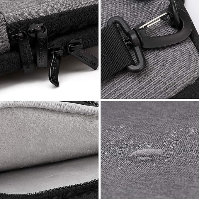 iCozzier 15-15.6 Inch Handle Laptop Briefcase Shoulder Bag Electronic Accessories Organizer Messenger Carrying Case with Shoulder&Luggage Strap - Grey