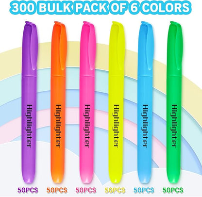 Highlighters, Chisel Tip Dry-Quickly Highlighter Markers, 300 Count-6 Assorted Colors Highlighters Bulk Pack for Adult Kids, Office Classroom Must Have, School Supplies for Teachers (2 Boxes of 150)