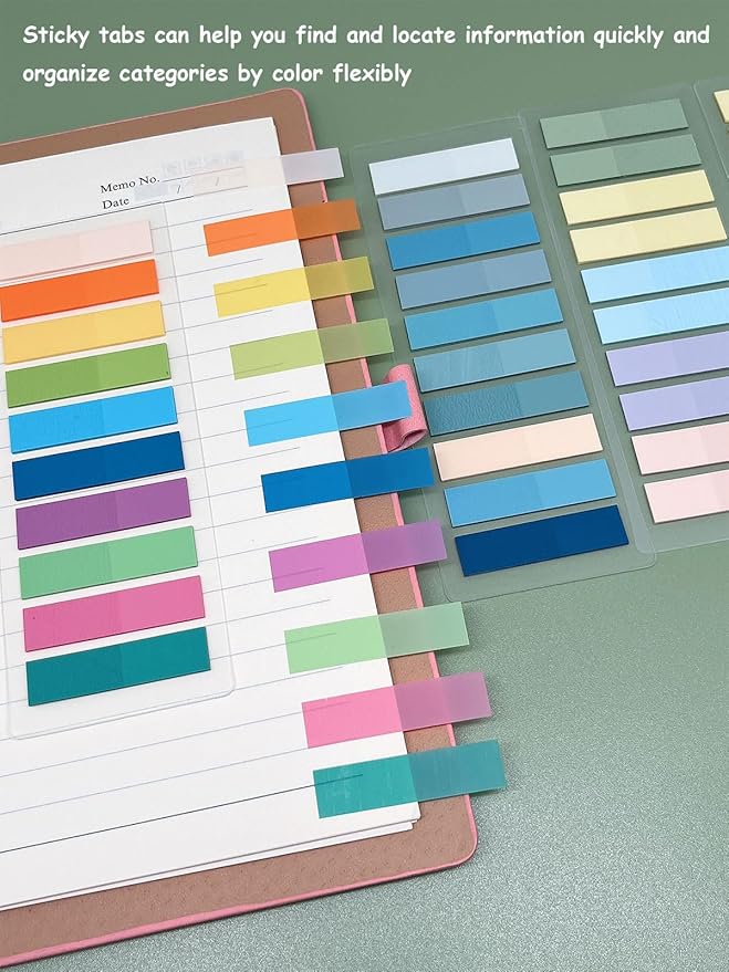 3600pcs Books Tabs for Annotating Books, Clear Sticky Notes, Morandi Sticky Tabs for Books annotating, Page Markers, Multi-Colored Writable and Repositionable Annotation Supplies