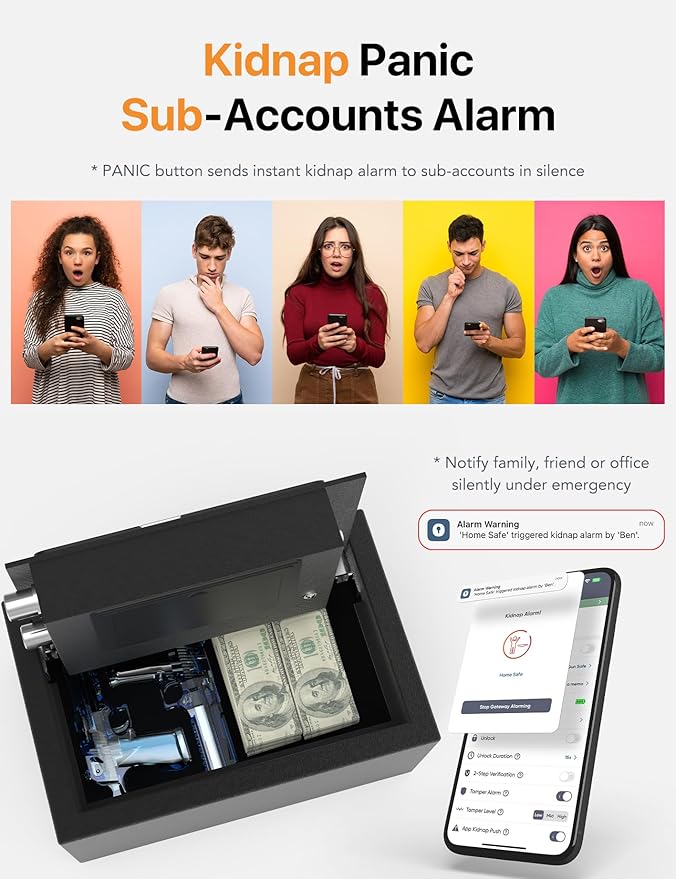 FORFEND Smart Home Safe | WiFi Safe Box App Lock/Alarm | Voice Command, Kidnap Alarm, Tamper Detect, Frozen Mode, Sub Account| Digital Safe Anti Theft