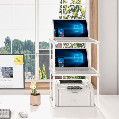 MARTY Desktop Printer Stand 2 Pack Printer Stand with Storage for Desk, Printer Shelf Desk Organzier for Home/Office Printer Riser Under Desk Small Table for Printer Fax Machine Scanner(White)