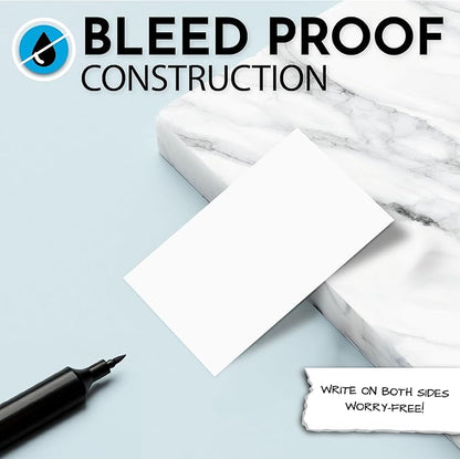 Home Advantage 3.5x5 Blank Index Cards - 50 Pack of Heavy Duty Bleed Proof Note Cards & Flashcards