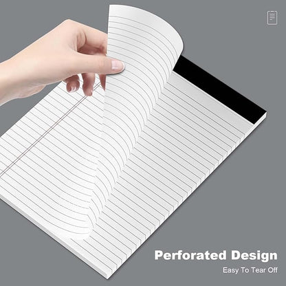 Legal Pads 8.5 x 11 Note Pads 8.5 x 11 Wide Ruled Notepad Lined Paper Writing Pads for Home, School, Office Use, 80gsm Perforated Legal Pad - Sturdy Cardboard Backing Support, 6 Pack (30 Sheets/Pad)
