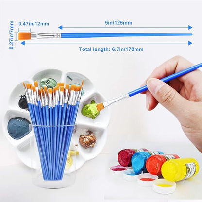 AROIC 180pcs Flat Paint Brushes Set, Small Brushes Bulk Nylon Hair for Kids Acrylic Oil Watercolor Artist, Professional Painting for Classroom Students
