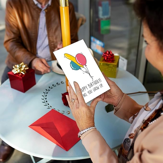 Silly Balloon Birthday Card for Man Him, Happy Birthday Card for Husband Boyfriend, Funny Birthday Gift(You Grow Up)