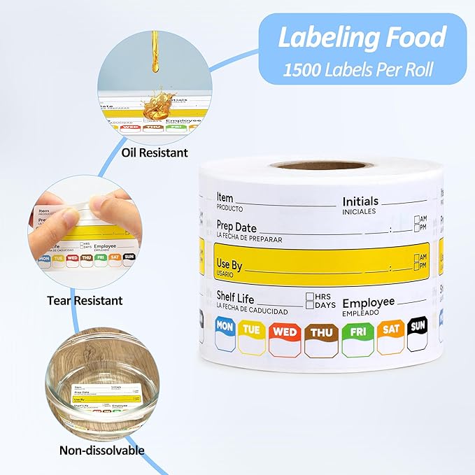 Restaurant Quality Shelf Life Food Rotation Labels, 2” x 3” Self-Adhesive Removable Freezer Food Labels Stickers, Perfect for Reusable Containers, Easy to Remove, Food Safety Date Sticker (5 PCS)