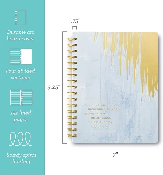 Compendium Spiral Notebook - You are here to do incredible things… — A Designer Spiral Notebook with 192 Lined Pages, College Ruled, 7.5”W x 9.25”H