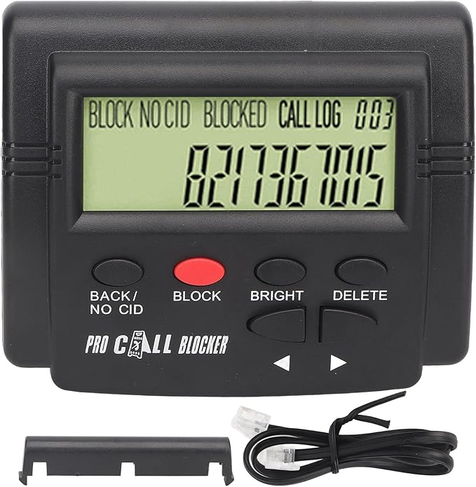 Call Blocking Device with LCD Display, 4000 Groups Large Capacity Prevent Harassment Caller ID Box with LCD Display for Landline Phones