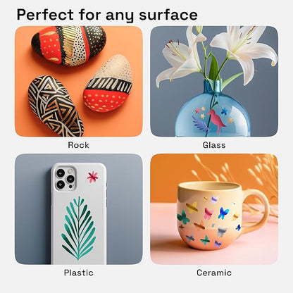 ARTISTRO 12 Metallic Paint Pens for Rock Painting, Stone, Ceramic, Glass, Wood, Fabric, Pebbles, Scrapbook Journals, Photo Albums, Card Stocks, Acrylic Paint Markers Medium Tip 3.0mm