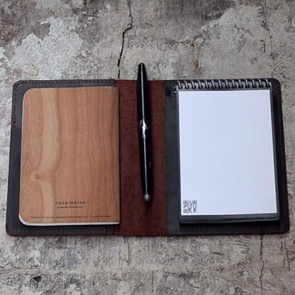 JJNUSA Compatible with Rocketbook Mini Cover Smart Business Handmade Distressed Genuine Leather Journal Notebook Cover for Card Holder Mini 3.5" x 5.5" DarkBrown