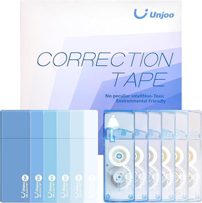 Correction Tape, Easy To Use Cute Applicator for Instant Corrections, For school, Office Workers (Gradient Blue, 5M/196" x 0.2",12pack)