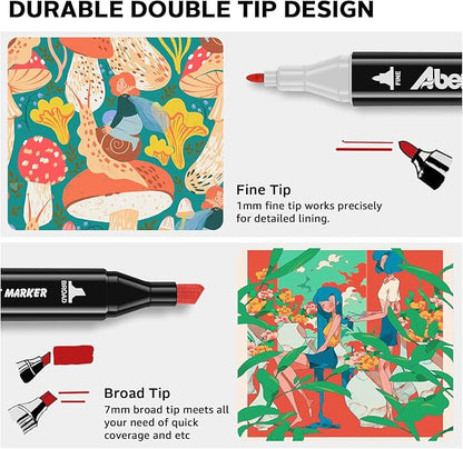 204 Colors Alcohol Markers Set, Dual Tips Blender Art Markers for Drawing, Permanent Sketch Markers for Kids adult coloring, Alcohol Based Markers, Adults Coloring and Artist Illustration.