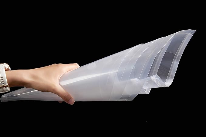 Plastic Legal Size Envelopes with String Tie Closure, 1-1/4" Expansion, Side Load, Clear File Folders Poly Project Paper Documents Puzzle Organizer for Office School Home (White-6)