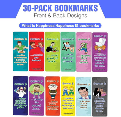 Creanoso What is Happiness? Happiness is? Bookmarks (5-Sets X 6 Cards) – Daily Inspirational Card Set – Interesting Book Page Clippers – Great Gifts for Adults and Professionals