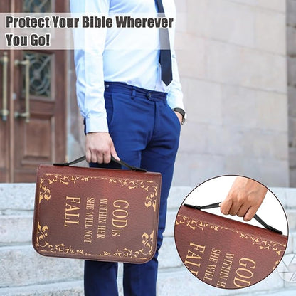 Bible Cover, Bible Covers Case for Women Men, Bible Case Bag, Large Book Carrying Case, Faux Leather Book Protector Case Fits Book 11.4X 8.2X 2.2 Inch, Teachers' Day Bible Accessories Gift