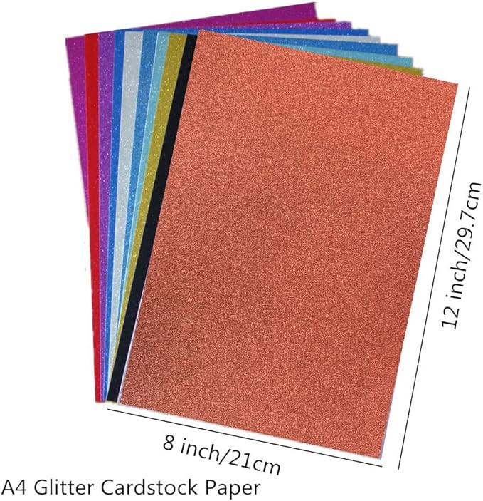 Baisunt 20 Sheets Bronze Glitter Cardstock Paper for DIY Art Project, Scrapbook, Birthday Wedding Party Decoration 250GSM(8x12 In, Non Adhesive)