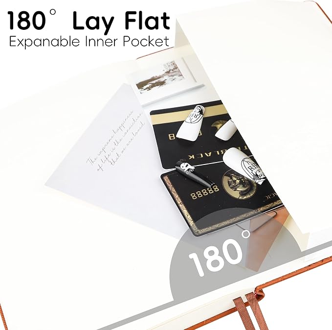 Lined Journal Notebook for Women Men, 192 Pages 100 GSM Thick Paper, Hardcover | Embossed Leather Journals for Writing, A5 College Ruled | Business, Work & School, 5.8"×8.5"(Brown)