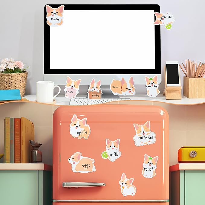 30 Pack Corgi Sticky Notes - Cute Cartoon Corgi Self Sticky Notepads Writing Memo Pads Animal Page Marker for Back to School Office Supplies Party Favors Goodies Bag Fillers, Total 600 Sheets