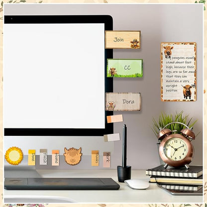 B1ykin Sticky Notes Set - Cartoon Theme Cute Self-Stick Notes Pad Teacher Appreciation Gifts， Self-Adhesive Writing Memo Pages Sticky to Do Notepad for Kids Employee School Office (Highland Cow)