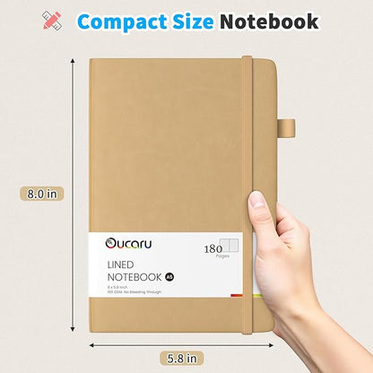 Lined Journal Notebook, 4 Pack, 180 Pages, A5 Journals for Writing, 100 GSM Thick Paper, Small Notebooks Daily Journal for Women Men Work, Business, School, Travel Supplies