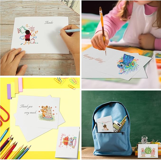 50 Pack Blank Cards Folded Cardstock Thank You Blank Greeting Cards for Invitations, Wedding, Greeting Cards, All Occasion DIY (White, 2x3.5)