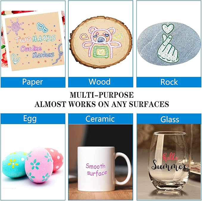 Shimmer Markers Doodle Outline Pens - Stocking Stuffers Kids Teen Tween Girls Ages 4 8 10 12 Year Old Gift Present 24 Colors Metallic Glitter Double Line Sparkle Set Art Craft Drawing Supplies Stuff