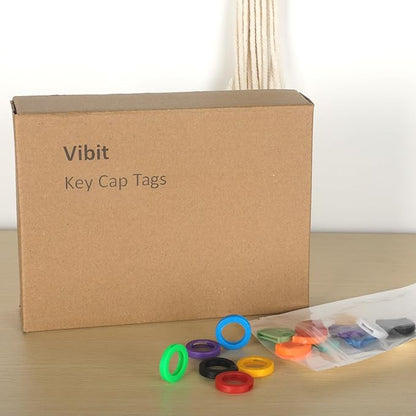 Vibit 16 Pack Colorful Plastic Key Cap Tags and Identifier Covers for Standard Flat House Keys, 2 Styles