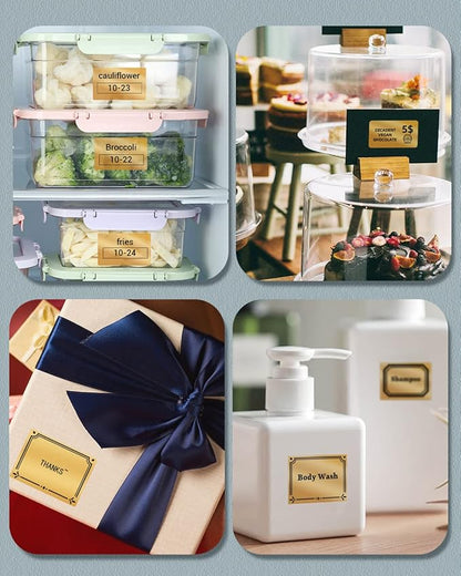 Phomemo Thermal Sticker Labels- 1.57"x1.18"(40x30mm) Thermal Label for M110/M221/M220/M120/M200, for Barcode/Address/Mailing/Logo/Business/Home Tag, Black on Golden