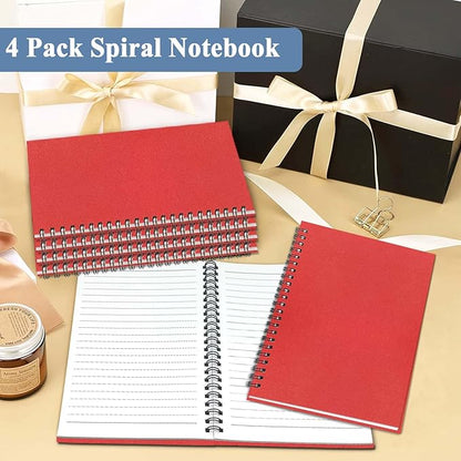 GINMLYDA 4Pack Small Spiral Notebook A5, 8.25x5.5” 120 Lined Pages Wide Ruled Spiral Journal Bulk Blank Kraft Cover Spiral Bound Notebook & Writing Pads for Home Office Meeting Work Note Taking