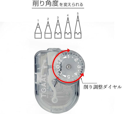 KUTSUWA Hi LiNE T'GAAL Angle Adjustable Pencil Sharpener, Clear (RS028CL)