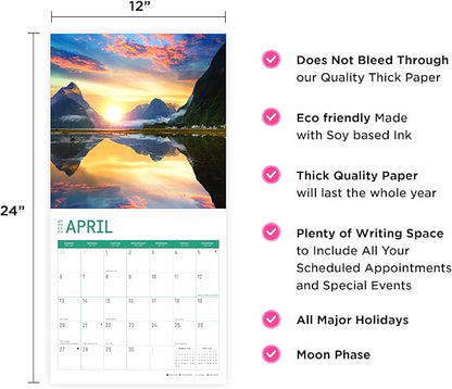 2025 National Parks Monthly Wall Calendar by Bright Day, Includes Over 300 Stickers, 12 x 12 Inch