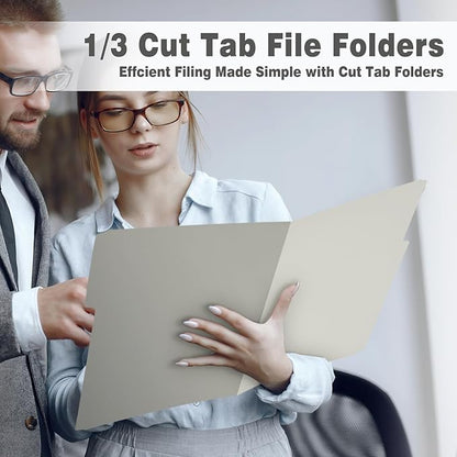 File Folders,IntoJoy 120 Pack Colored File Folder Letter Size, 1/3 Cut Tab Filing Folders for Office School Business File Document Organization,Manila