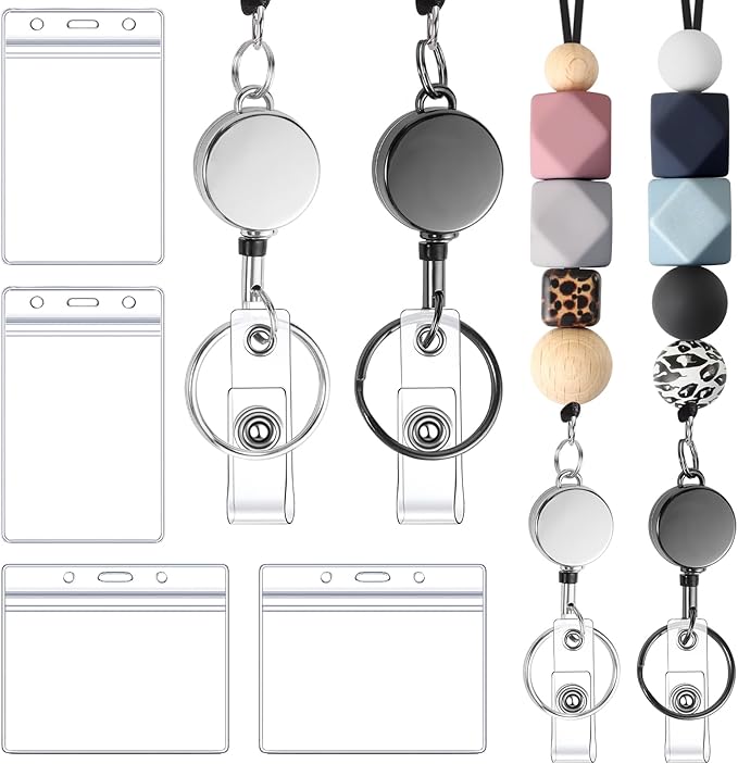 6 in 2 Set Retractable Lanyard for ID Badges, Teacher Lanyard with ID Holder Cute Lanyards for Women Nurse Teacher Appreciation Gifts Office Gift for Coworkers