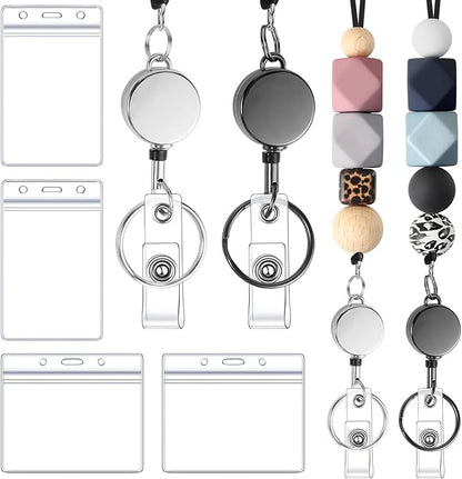 6 in 2 Set Retractable Lanyard for ID Badges, Teacher Lanyard with ID Holder Cute Lanyards for Women Nurse Teacher Appreciation Gifts Office Gift for Coworkers