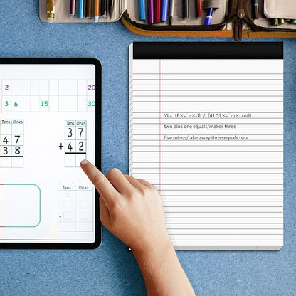 2-Pack Professional Legal Pads 8.5x11 Inches, Wide Ruled White Paper Perforated - 50 Sheets per Pad, Durable for Office, School & Legal Use