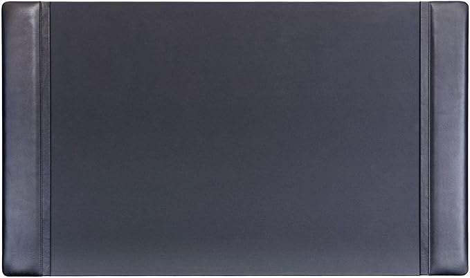 Dacasso Pad with Side Rails Luxury Leather Blotter for Writing-Executive Desk Surface Protector, 34” x 20”, Black