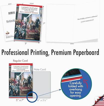 NobleWorks, Funny Birthday Greeting Card with 5 x 7 Inch Envelope (1 Card) Presidential Election Political Humor B-day Card - US Constitution 0753Z