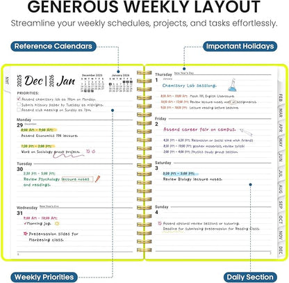 2026 Planner, Weekly and Monthly Calender Planner, Jan 2026 to Dec 2026, Hardcover 2026 Calendar Planner Book with Tabs & Inner Pocket, Office Home School Supplies for Women & Men - A4 (8.5" x 11"), Lemon Yellow
