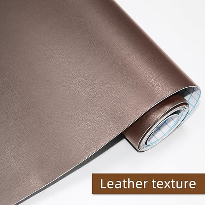 CHEIGHY Self-Adhesive Leather Repair Patch Kit for Furniture, Sofas, Car Seats, Chairs, Shoes - 17x79 Inch Light Brwon PU Leather Repair Tape for Couch (Waterproof, Durable, Easy to Use)