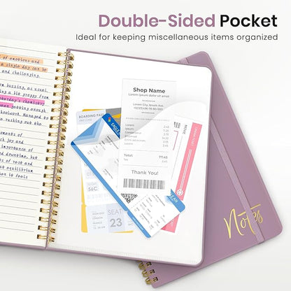 Lined Spiral Journal Notebook for Women, A5 College Ruled Journals for Writing, Hardcover Notebooks for Work, Note taking and Office School Supplies,140 Pages - Purple