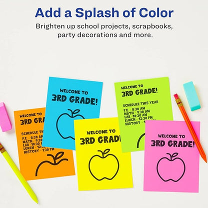 Avery Astrobrights Postcards, 4.25" x 5.5", Assorted Colors, 65 lbs / 176 gsm, Laser/Inkjet, 100 Cards (35704)