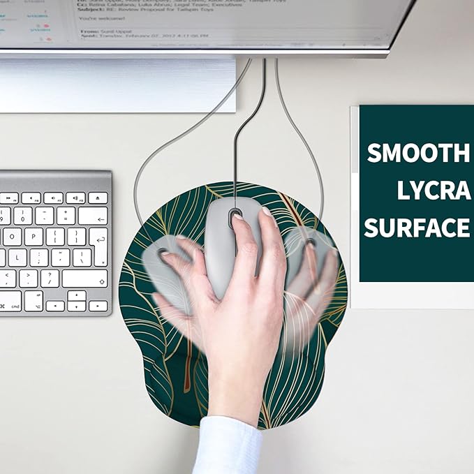 eulps Mouse Pad with Wrist Rest, Comfortable Computer Mousepad with Gel Wrist Support Smooth Surface and Non-Slip PU Base for Pain Relief, Laptop, Office & Home (Tropical Plants)
