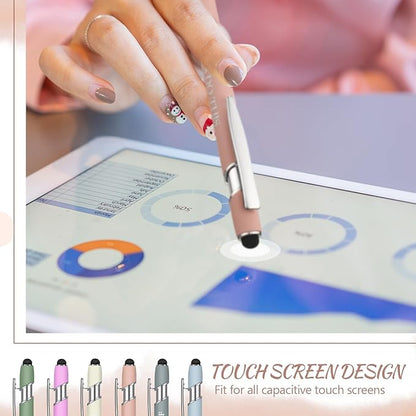 Zonon 12 Pieces Inspirational Pens Bulk Easter Basket Stuffers Motivational Quotes Ballpoint Pens with Stylus Tip Inspirational Gifts for School Office Teachers(Morandi,Motivational Style)