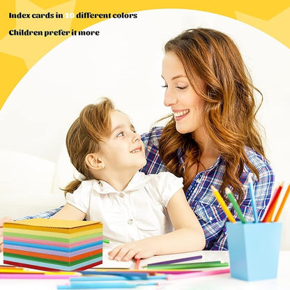 Tecmisse 300 PCS Colored Index Cards, 3x5 Inches Flash Cards, Heavy Note Cards, Study Cards for School, Learning, Memo Scratch Pad, 10 Colors (Blank)