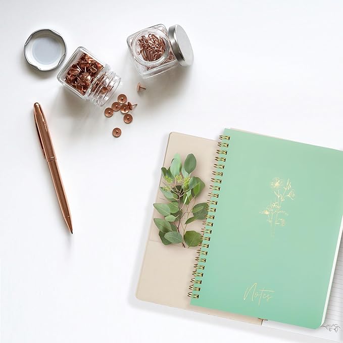 Spiral Notebook Journal For Women & Men College Ruled Notebook With Large Pockets And Lined Pages - Perfect to Stay Organized and Boost Productivity at Work or Note Taking (Green)