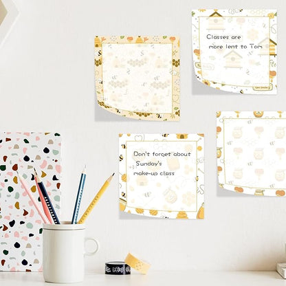9 Pieces Bee Sticky Notes Adhesive Bee Memo Notes Self-Stick Note Pads for Spring Summer School Office Home Supplies Students Teachers Presents, 9 Styles