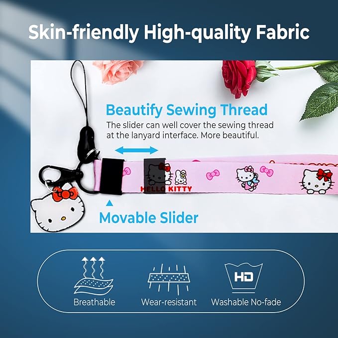 Lanyards Hallo Kitty Lanyard with Cute ID Card Holder, Anime Lanyard with ID 17.5inchx0.78inch 4.3inchx2.75